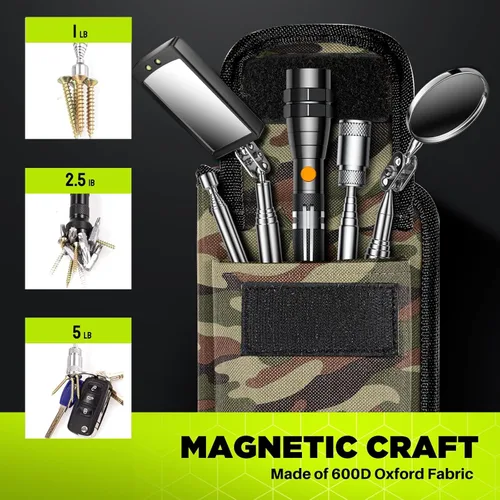 Miniatura 6 de Juego de herramientas de recogida magnética telescópica, telescopio de espejo de inspección, linterna LED, accesorios geniales para hombres, regalo