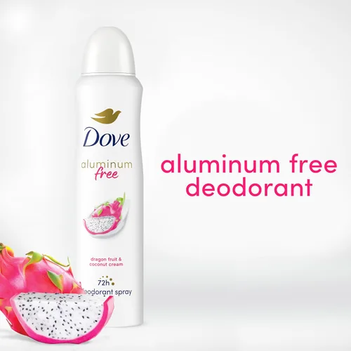 Miniatura 3 de Dove Desodorante en aerosol sin aluminio para mujer, paquete de 3 unidades de fruta de dragón y crema de coco, 72 horas, protección contra olores, 4