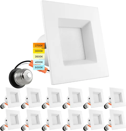 Miniatura 9 de LUXRITE Luces LED empotrables cuadradas de 4 pulgadas, temperatura de color CCT seleccionable 2700K 3000K 3500K 4000K 5000K, luces