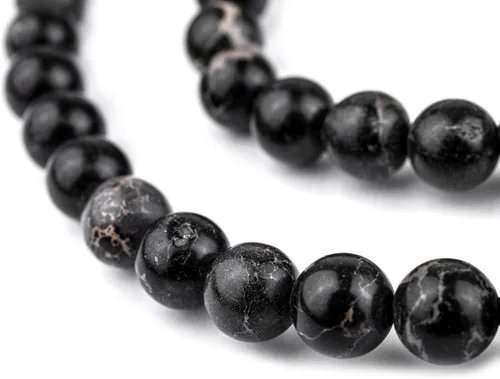 Miniatura 10 de The Bead Chest Cuentas de Jade Blanco Mate Redondas (8mm): Piedra Preciosa Orgánica Redonda Esférica de Energía con Poder de Sanación para Hacer