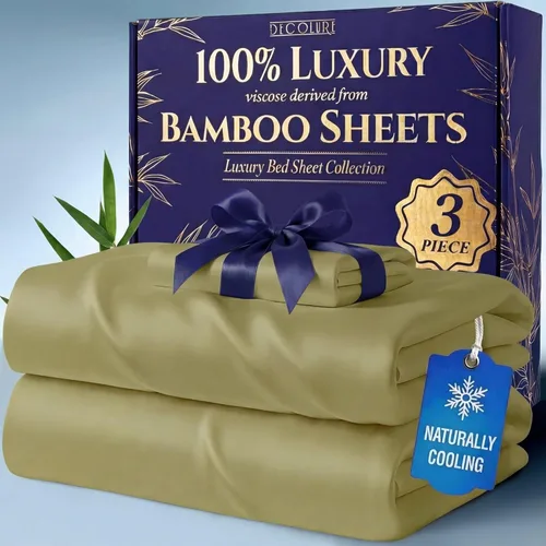 Miniatura 36 de DECOLURE 100% Viscosa derivada de bambú, juego de sábanas tamaño King de 4 piezas, lujosas sábanas naturalmente frescas, juego de cama ultra suave