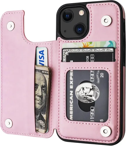 Miniatura 14 de ONETOP - Funda tipo cartera compatible con iPhone 13 Mini con soporte para tarjetas, funda de piel sintética con ranuras para tarjetas, doble cierre