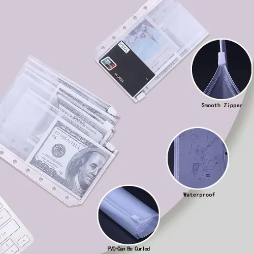 Miniatura 2 de Juego de carpetas presupuestarias A7, mini organizador de dinero para ahorrar efectivo, sistema de sobres de relleno de efectivo, carpetas Rojo rosa