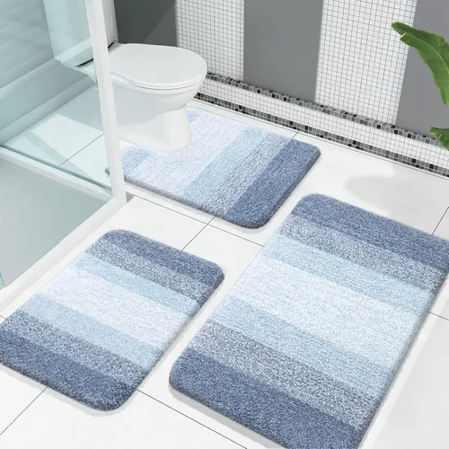 Miniatura 38 de OLANLY Juego de alfombras de baño de 3 piezas, alfombras de baño de microfibra suave y absorbente y alfombra de inodoro de contorno en forma de U