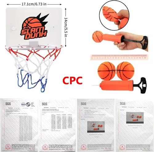 Miniatura 2 de Mini aro de baloncesto para puerta – Aro de baloncesto interior sin taladros para niños, aro de baloncesto pequeño portátil