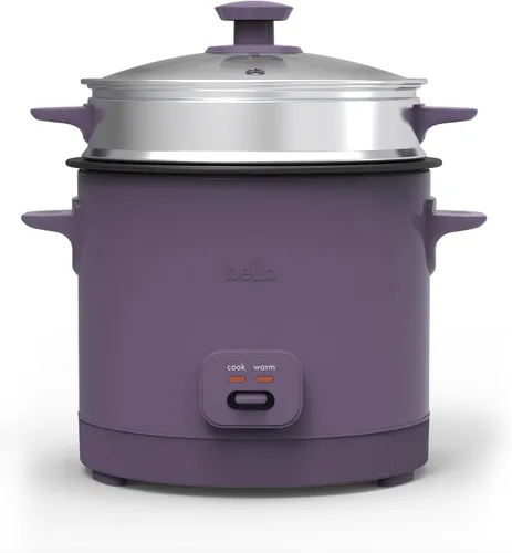 Miniatura 10 de Arrocera BELLA de 16 tazas con vaporizador, cesta de cocción a vapor apta para lavavajillas, paleta de arroz y taza medidora, recipiente de cocción