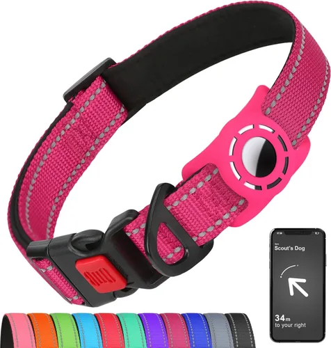 Miniatura 7 de AirTag - Collar de perro con soporte AirTag compatible con AirTag, acolchado suave reflectante, hebilla de bloqueo de seguridad, nailon ajustable