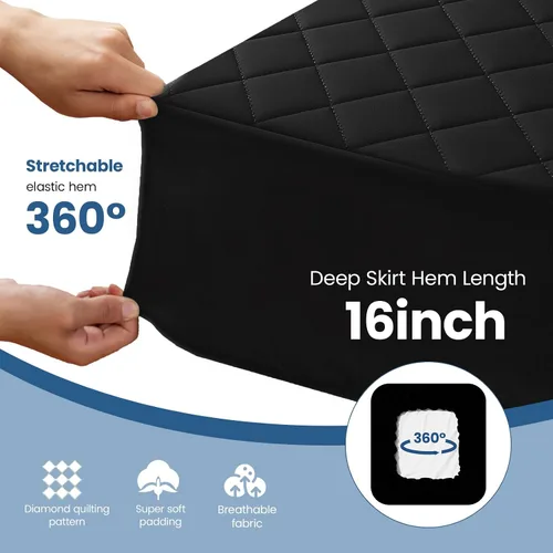 Miniatura 4 de Protector de colchón tamaño individual, protector de colchón impermeable ajustable hasta 16 pulgadas de profundidad, funda de colchón suave