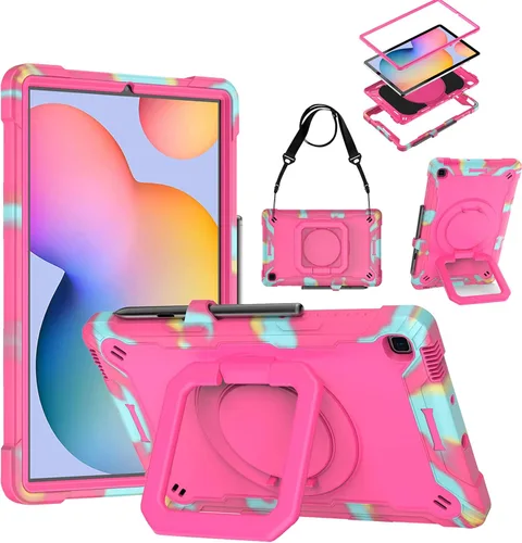 Miniatura 9 de DETUOSI Funda compatible con Samsung Galaxy Tab S6 Lite de 10.4 pulgadas 2024/2022/2020 con correa para el hombro, funda resistente a prueba de Negro