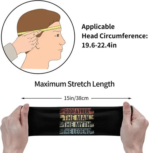 Miniatura 7 de Godfather The Man The Myth The Legend- Headband for Men Women Sports Sweatband for Fitness Exercise Moisture Wicking Running Yoga Hairbands