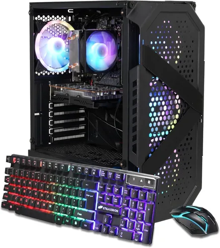 Miniatura 6 de STGAubron PC para juegos de doble CPU, Intel i7 Xeon E5 dual hasta 3.7GHz, Radeon RX 580 8G, 16G DDR4, 512G SSD, WiFi 6, BT 5.0, ventilador RGB x 4
