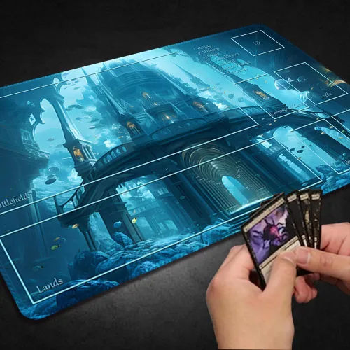 Miniatura 5 de Tapete de juego MTG cosido de alta calidad con zonas y parte trasera de goma antideslizante, tapete de juego TCG para MTG y otros juegos de cartas