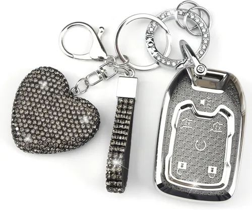 Funda para Llavero con Llavero de Diamante Compatible con Chevy GMC Yukon/Yukon XL Portallaves de Coche Compatible con Chevrolet Terrain Acadia