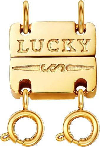Miniatura 8 de Dailyacc Collar de la suerte, cierre de capas de oro de 18 quilates y plata, múltiples cierres de collar fuertes para separador de aspecto en capas