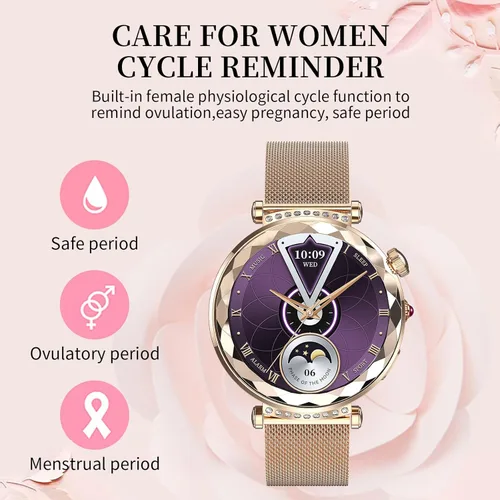 Miniatura 3 de Reloj inteligente para mujer, rastreador de actividad física para Android/iOS, pantalla AMOLED de 1.19 pulgadas con ciclo femenino, frecuencia