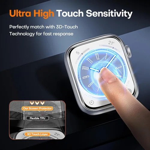 Miniatura 4 de TOCOL Paquete de 6 protectores de pantalla para Apple Watch 44mm SE (2.ª generación) Series 6 Series 5 Series 4, película flexible transparente HD