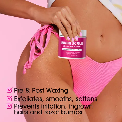 Miniatura 2 de Exfoliante para el área de bikini con 10% AHA+BHA y cúrcuma, para vello encarnado y granos por afeitado en el área de bikini y axilas, exfoliante