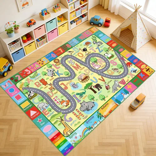Miniatura 15 de Alfombra de mapa de carreteras, 2.5 x 4 pies, alfombras para niños, para sala de juegos, alfombra de automóvil, alfombra de guardería, alfombra