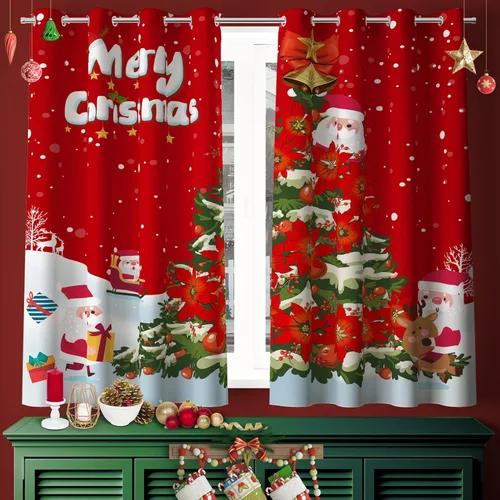 Miniatura 13 de DIVA EN CAMINO DEC - Cortinas de Navidad, con ojales y bloqueo de luz solar, para ventana, 52 x 63 pulgadas, tratamiento decorativo para fiestas