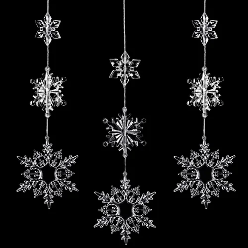 Miniatura 2 de 36 Piezas de Adornos de Copo de Nieve de Navidad, Adornos de Árbol de Navidad de Cristal Iridescente, Adornos de Árbol de Navidad de Plástico