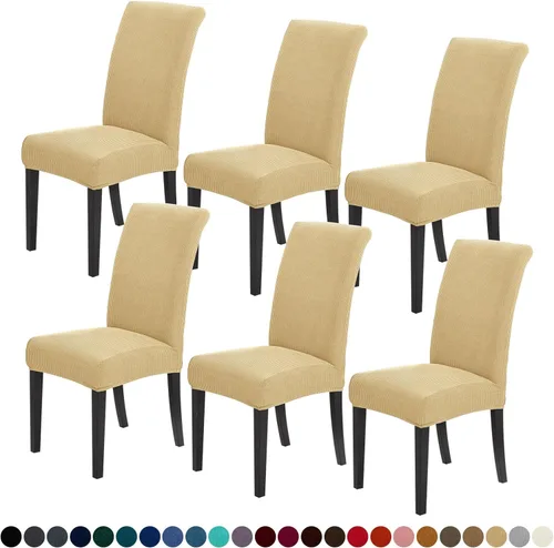 Joccun Fundas para Sillas de Comedor Juego de 6, Fundas Elásticas para Sillas de Comedor Fundas para Sillas de Comedor Protector de Asiento, Funda