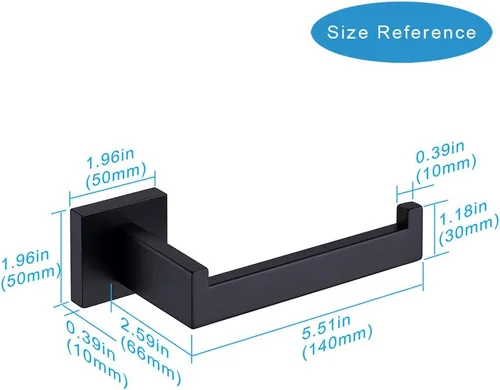 Miniatura 4 de TASTOS Soporte de papel higiénico negro mate, dispensador de rollos de papel higiénico y colgadores montado en la pared para baño y cocina, acero