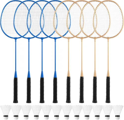 Miniatura 8 de woanger Juego de 8 raquetas de bádminton con 12 raquetas de bádminton para adultos y adolescentes, juego de bádminton para patio trasero, gimnasio