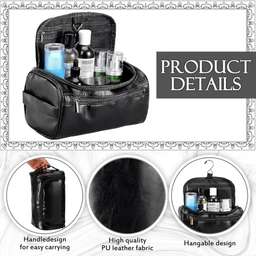 Miniatura 3 de Aliceset Juego de 6 bolsas de aseo de cuero para padrinos de boda con gancho, bolsa de cuero para propuesta de boda con asa lateral, regalo