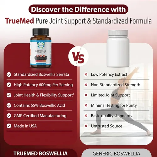 Miniatura 6 de Boswellia Serrata 600 mg 65 extracto de ácido boswélico apoya la comodidad de las articulaciones, flexibilidad y movilidad, suplemento natural