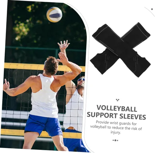 Miniatura 8 de Deportes Brazo Protectores Voleibol Antebrazo Mangas Conjunto Hombres Mangas de Compresión Cobertura Extendida Negro