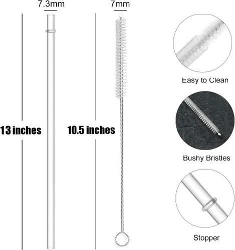 Miniatura 2 de ALINK Paquete de 12 popotes de plástico transparente reutilizables, popotes de repuesto de 10.5 x 0.3 pulgadas, popotes duros sin BPA aptos