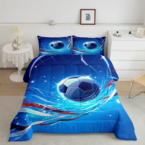 Miniatura 19 de Juego de edredón de baloncesto, juego de ropa de cama con citas inspiradoras para niños y niñas, relleno de edredón de pelota deportiva, edredón