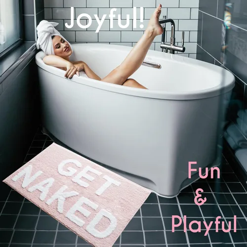 Miniatura 6 de Evovee Alfombra de baño con texto en inglés «Get Naked», divertida y bonita, tapete de baño con texto «Get Nake», divertido y bonito
