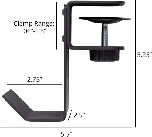 Miniatura 7 de Stand Up Desk Store - Gancho para colgar los auriculares, la mochila o la bolsa bajo el escritorio. Se fija con la abrazadera en el escritorio