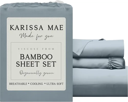 Miniatura 38 de KARISSA MAE Juego de sábanas tamaño individual de viscosa de bambú refrescante, 100% cultivadas orgánicamente, bolsillo profundo de 18 pulgadas
