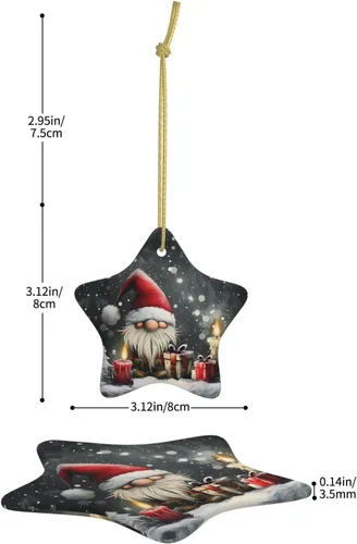 Miniatura 3 de Adornos colgantes de cerámica para árbol de Navidad, decoración colgante en forma de estrella para suministros de fiesta en interiores y exteriores
