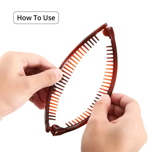 Miniatura 2 de WILLBOND 6 piezas de peines de plátano con clip para el cabello, peines clásicos en forma de plátano, clips para cola de caballo para mujeres