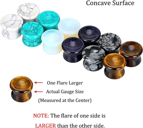 Miniatura 23 de Qmcandy - Juego de 6 pares / 16 pares de dilatadores para las orejas, de piedra mixta, expansores, conjunto de perforación corporal calibre 8G a 3/4