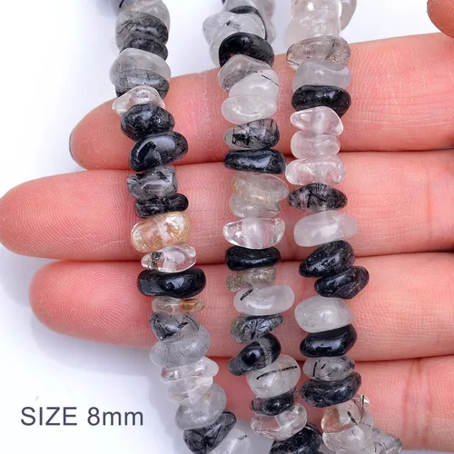 Miniatura 5 de 100 piezas de cuentas de piedras preciosas naturales para hacer joyas, 0.5 pulgadas, redondas irregulares, cuentas de cristal sueltas perforadas