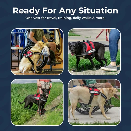 Miniatura 9 de Industrial Puppy Arnés de chaleco de entrenamiento para perro de servicio, chaleco duradero y ajustable con correas reflectantes, parches