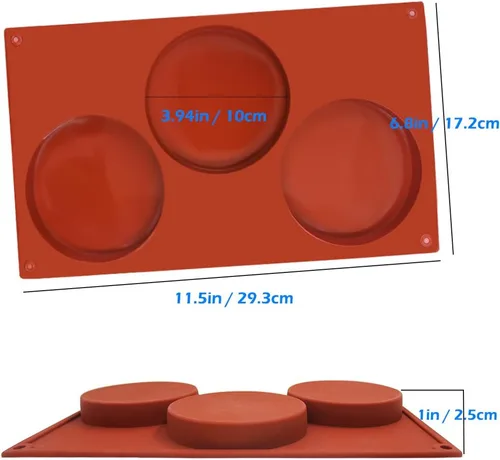 Miniatura 7 de SourceTon Molde redondo grande de silicona para tartas de 3 cavidades, paquete de 3 moldes antiadherentes para hornear, pasteles, dulces, jabón