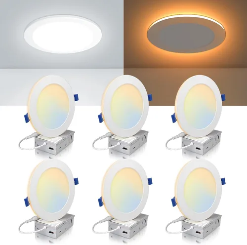 Miniatura 15 de ECOELER Iluminación LED empotrable de 6 pulgadas con caja de conexiones, 12 W, 1100 lm, 3000 K, luz de techo LED regulable, luces sin lata de alto