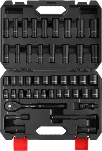 Miniatura 2 de Eastvolt Juego de llaves de trinquete de 46 piezas, kits de herramientas mecánicas con trinquete reversible de 72 dientes, juego de barra