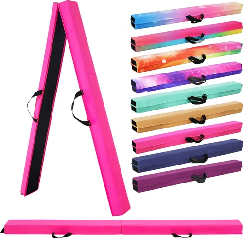 Miniatura 8 de Viga de equilibrio plegable de 6 pies/9 pies para niños de 3 a 15 años - Viga de suelo de gimnasia plegable, antideslizante, bolsa de transporte
