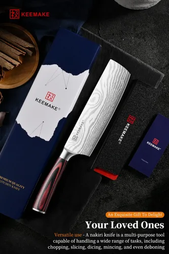 Miniatura 7 de Cuchillo Nakiri KEEMAKE para carne: Cuchillo de chef de cocina de 7 pulgadas, extremadamente afilado para cortar verduras, cuchillos de cocina
