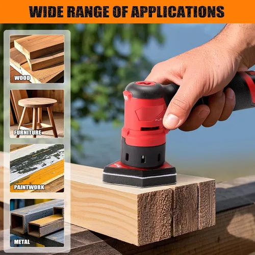 Miniatura 6 de POLIWELL 50 hojas de lijado triangulares de grano 40 de 3.543 in x 2.559 in, reemplazo de gancho y bucle, accesorios para lijadora de detalles