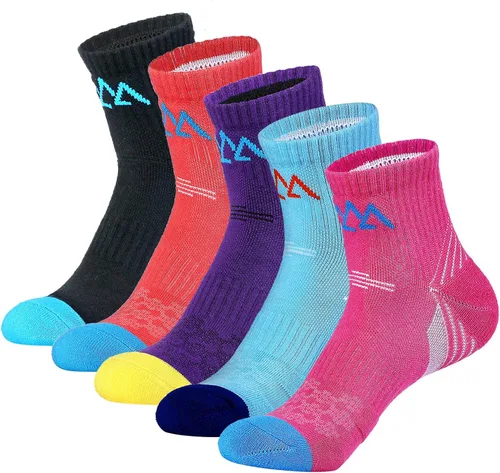 innotree Paquete de 5 calcetines acolchados de senderismo para mujer, calcetines ligeros que absorben la humedad, para exteriores, senderismo,