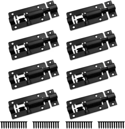 Miniatura 7 de SANATO Pestillo de perno de barril deslizante de 3 pulgadas, cerradura deslizante de acero inoxidable para seguridad de puerta, negro (4 piezas)