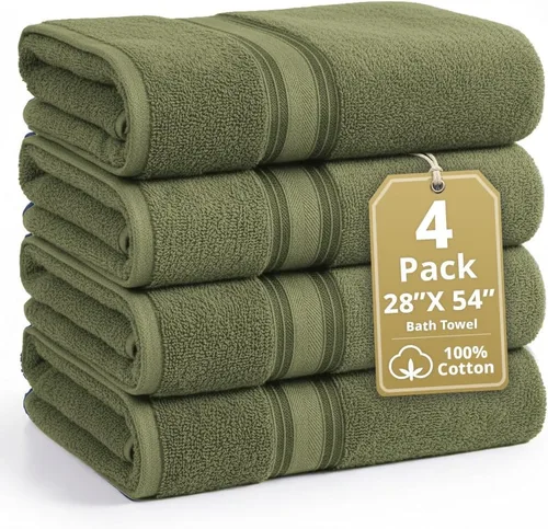 Miniatura 32 de Lane Linen Juego de 4 toallas de baño de 100 % algodón (35 x 66 pulgadas), juego de toallas de baño extragrandes de algodón sin torsión, secado Gris