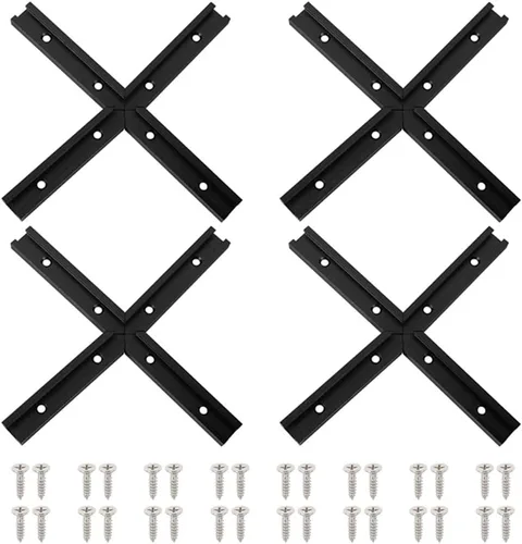16 piezas de intersección en T para carpintería con tornillos, perfil de plantilla de doble corte universal en T, color negro